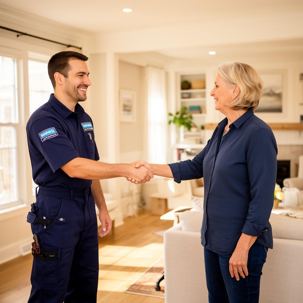 Plaster & Plane crew member greeting a GTA homeowner
